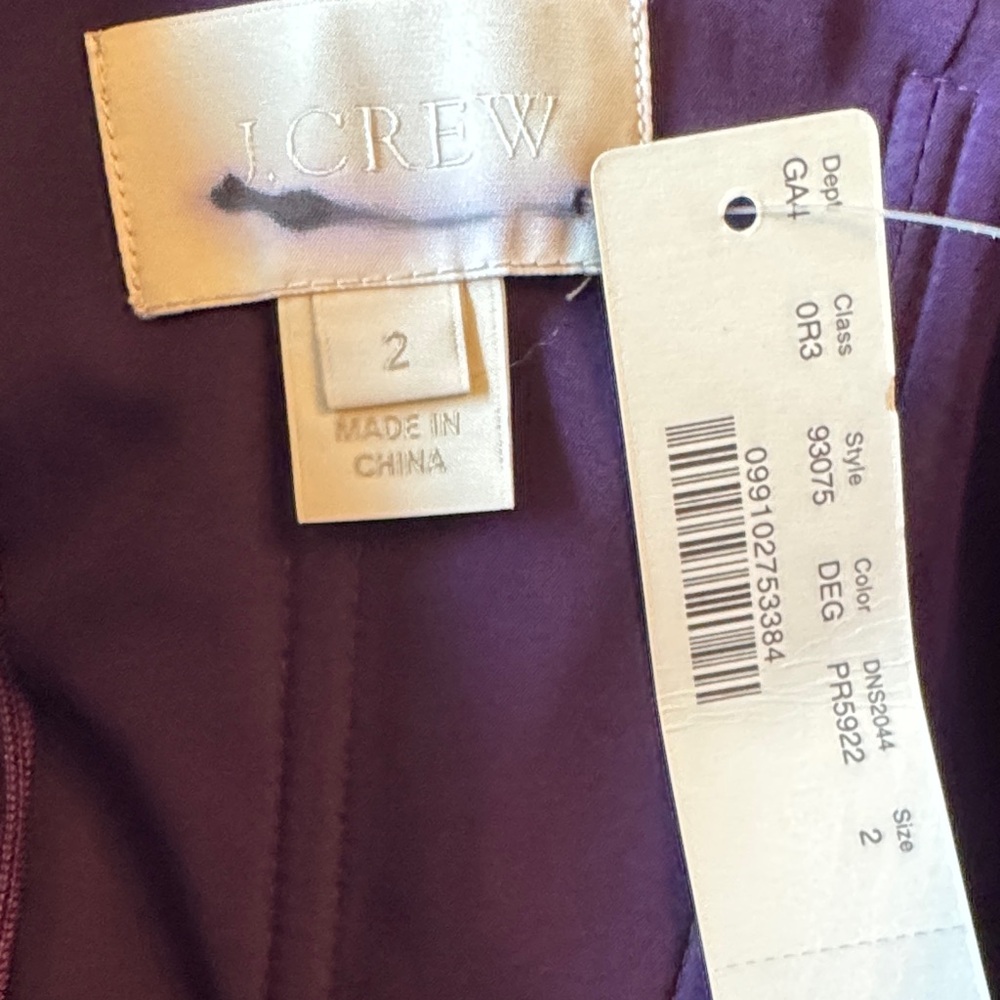 J. Crew Silk Chiffon Heidi Gown Eggplant 2, 6 $365 Purple - Picture 7 of 9